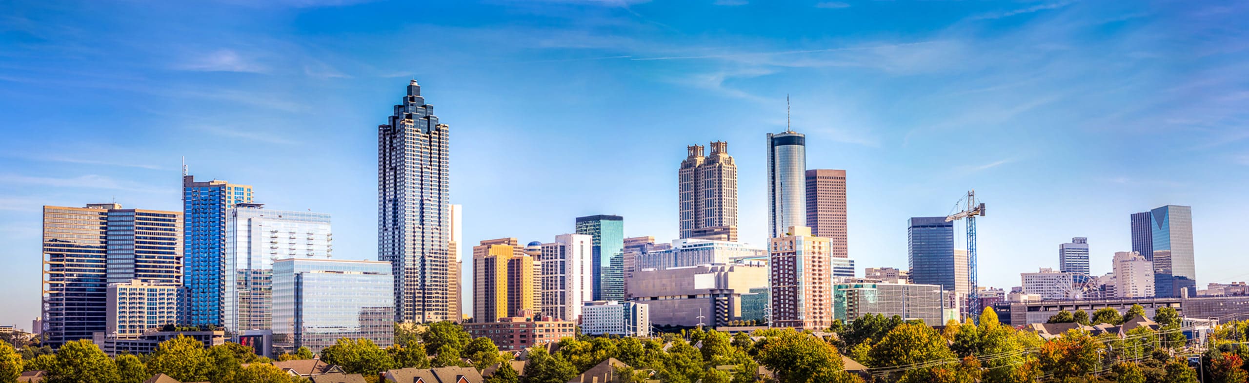 Panorama of a city skyline.