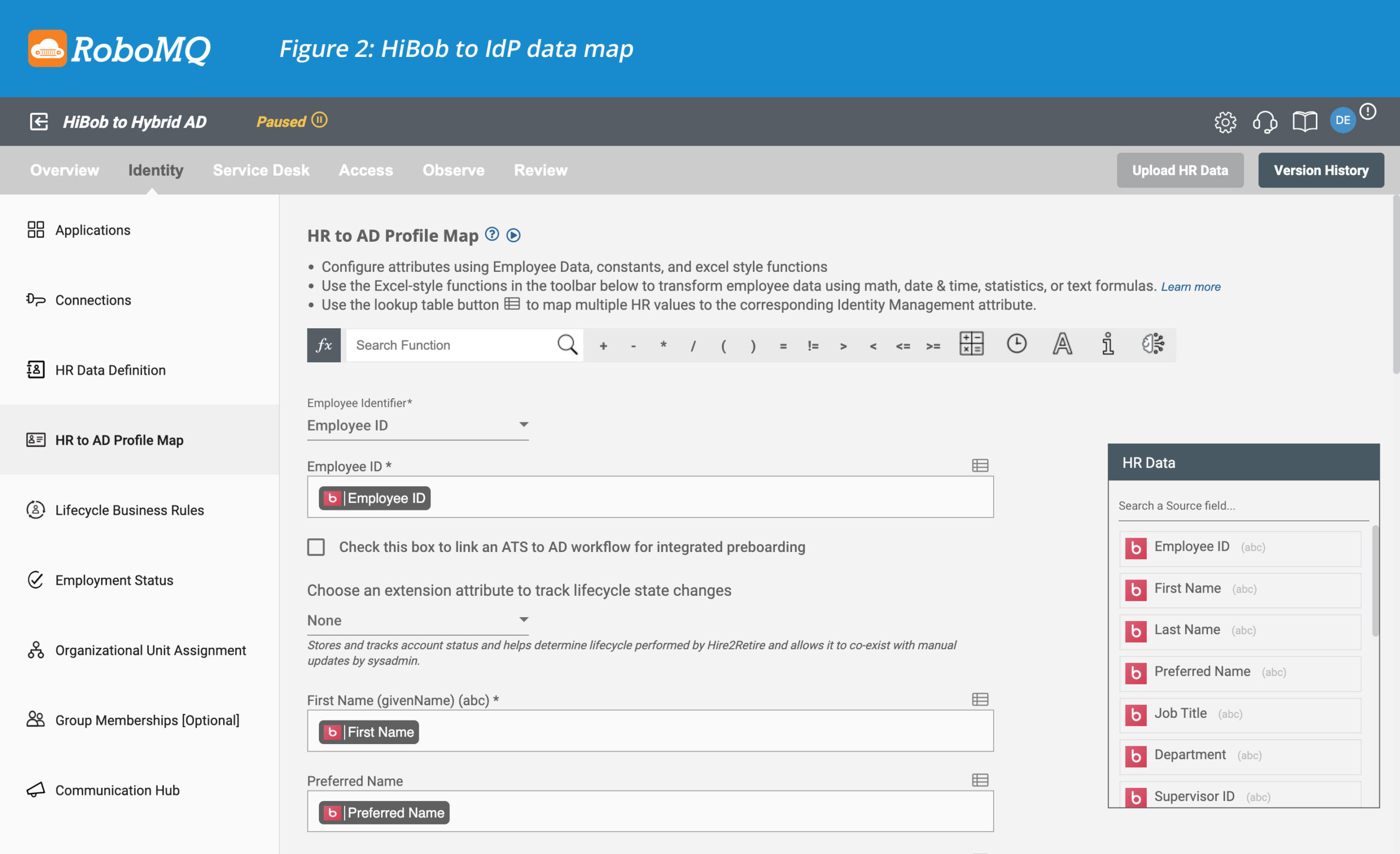 HiBob to IdP data map