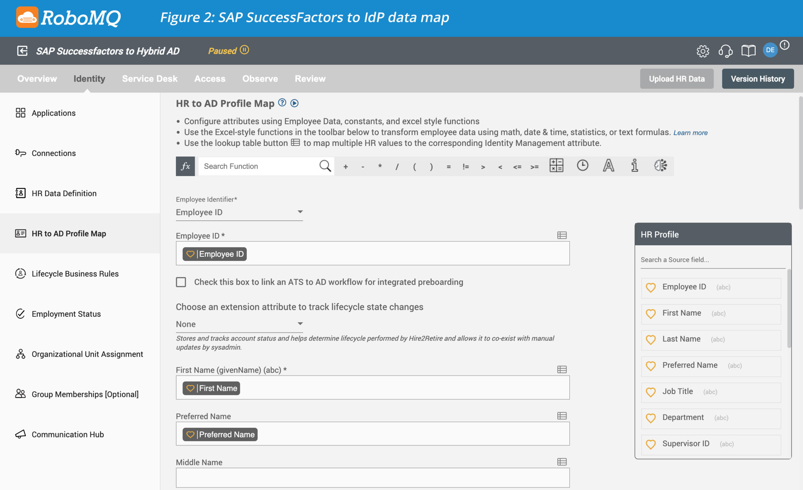 SAP SuccessFactors to IdP data map