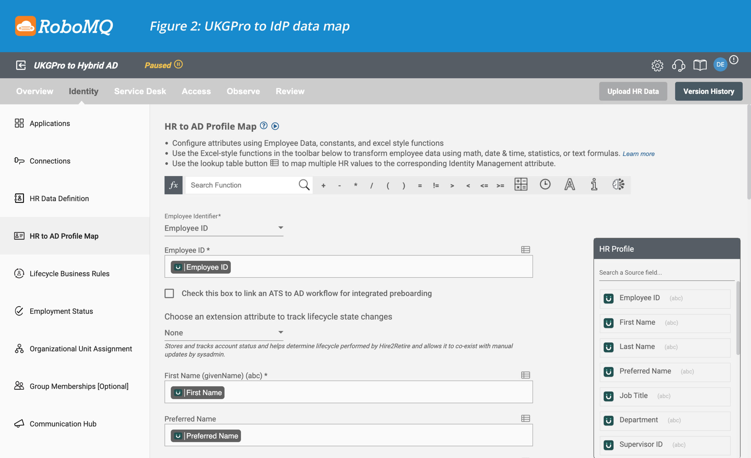 UKGPro to IdP data map