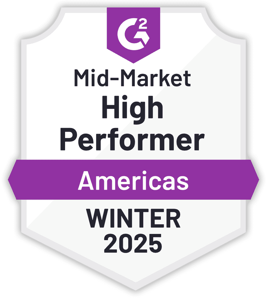 G2 Winter 2025 Americas Region Mid Market High Performer Badge Shadow