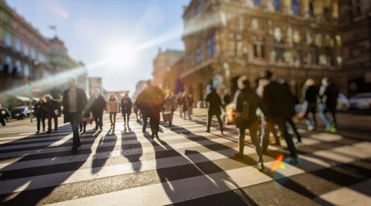 Crowd,Of,Anonymous,People,Walking,On,Busy,City,Street