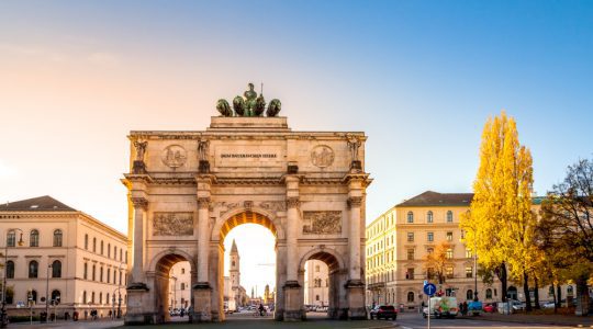 Victory Gate in Munich during sunset